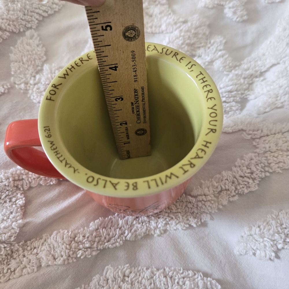 Salmon And Lime Christian Sister Matthew 6:21 Verse On Rim Mug - Picture 4 of 6